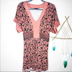 Anthropologie Left of Center Orange Floral Tunic